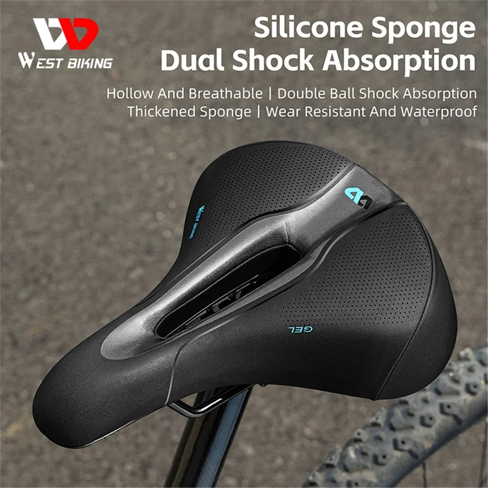 WEST BIKING YP0801210-211 Hollow Bicycle Seat Cushion Shock Absorption Mountain Bike Saddle - Classic Style - 7