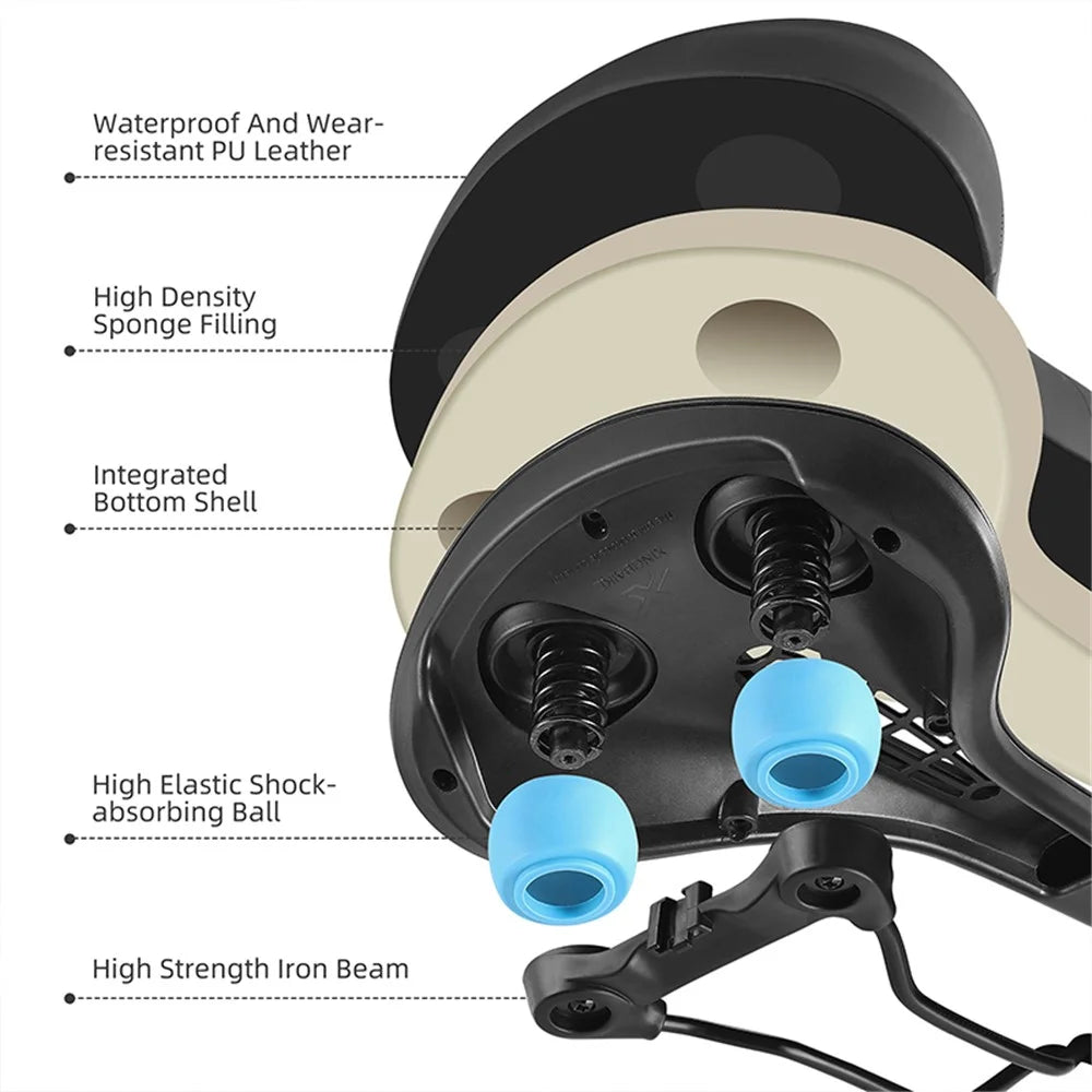 WEST BIKING YP0801208-209 Leather+Sponge Bike Saddle Hollow Breathable Bicycle Seat Cushion - Standard - 4