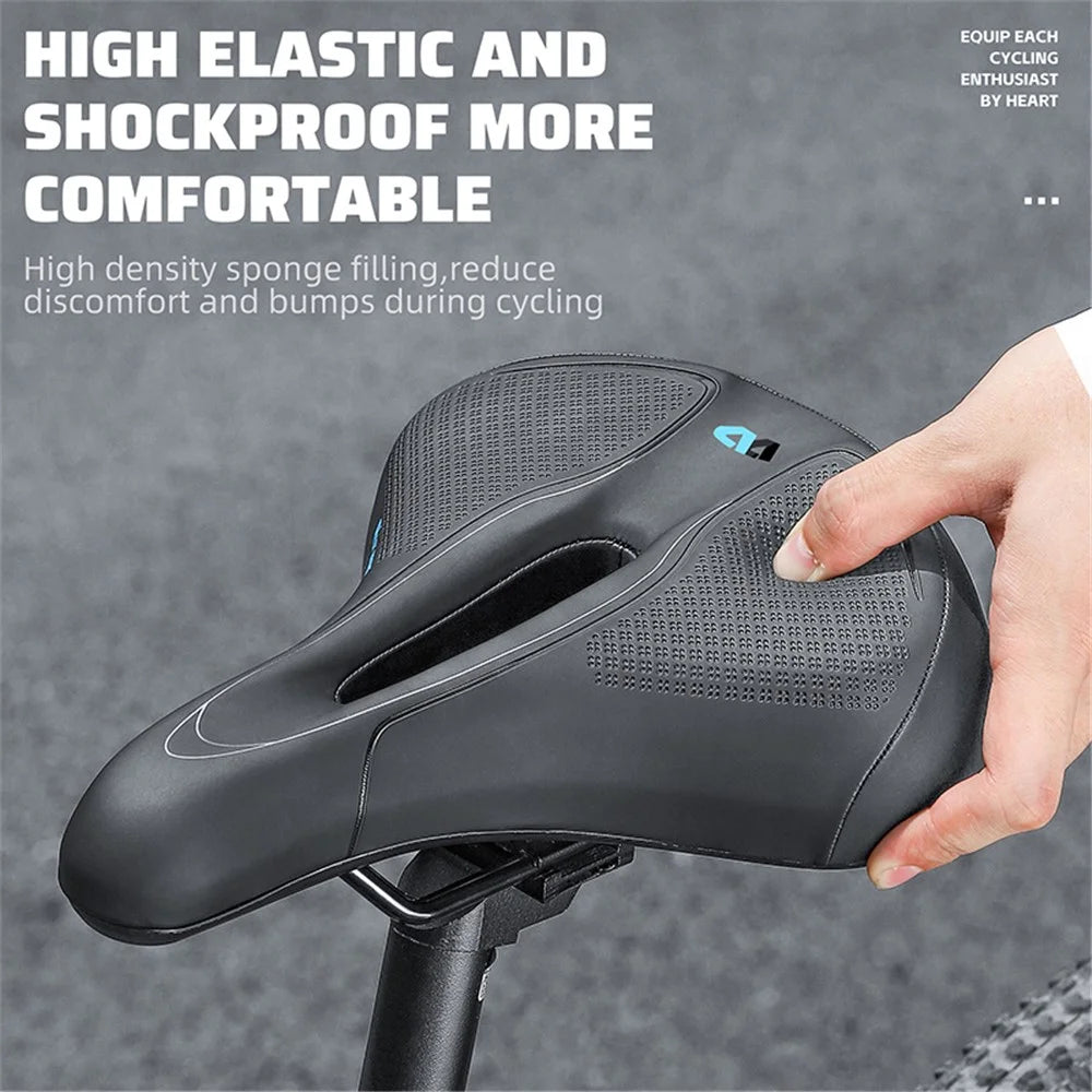 WEST BIKING YP0801208-209 Leather+Sponge Bike Saddle Hollow Breathable Bicycle Seat Cushion - Standard - 5