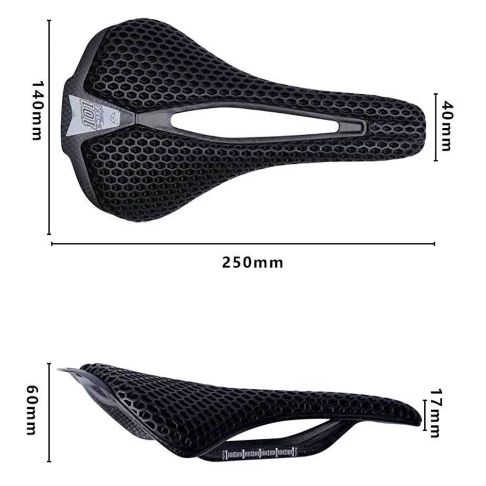 ENLEE 3D Printing Bike Cycling Saddle Carbon Fiber Honeycomb Design Breathable Bicycle Seat, 250x140x17mm - 7