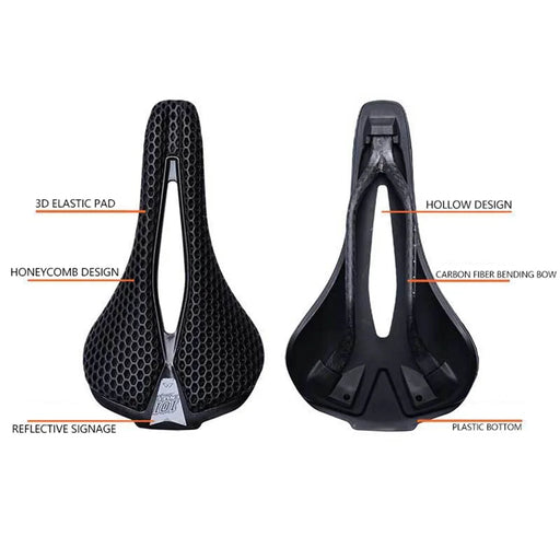 ENLEE 250x140x17mm 3D Printing Bike Saddle Carbon Fiber Breathable Honeycomb Bicycle Seat, Nylon Type - 2