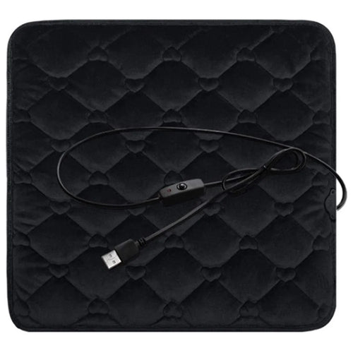12V Mechanical Switch USB Electric Heating Car Seat Cushion Warm Winter Seat Heater Mat - Black - 1