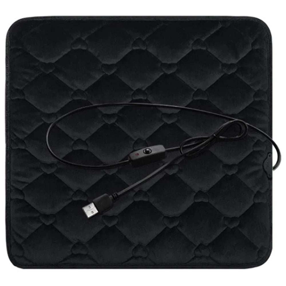 12V Mechanical Switch USB Electric Heating Car Seat Cushion Warm Winter Seat Heater Mat - Black - 1