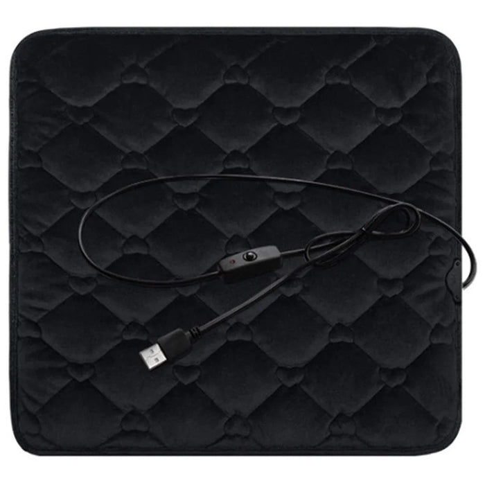 12V Mechanical Switch USB Electric Heating Car Seat Cushion Warm Winter Seat Heater Mat - Black - 1