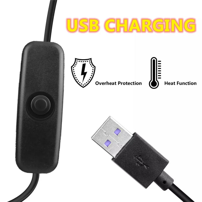 12V Mechanical Switch USB Electric Heating Car Seat Cushion Warm Winter Seat Heater Mat - Black - 3