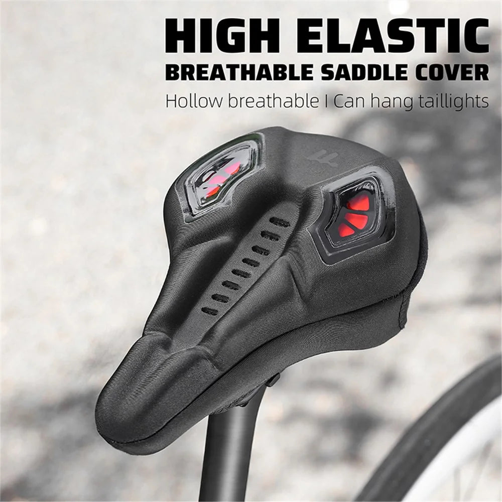 WEST BIKING YP0801222 Bike Saddle Cover Memory Foam + Silicone Breathable Bicycle Seat Cushion - Black+Red - 6