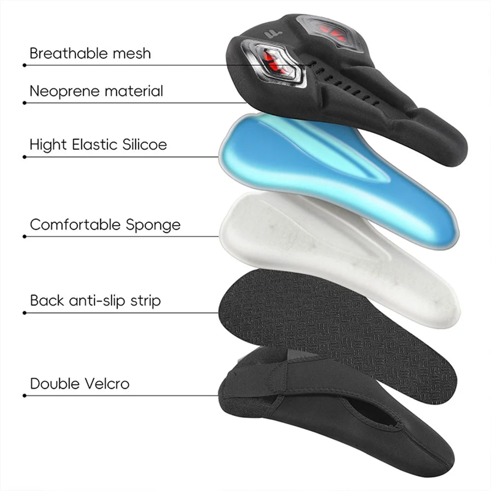 WEST BIKING YP0801221 Bike Saddle Cover Memory Foam + Silicone Breathable Bicycle Seat Cushion - Black - 5