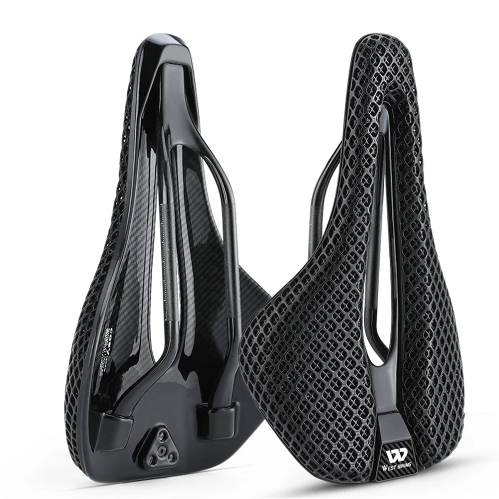 WEST BIKING YP0801226 3D Printing Women Cycling Bike Saddle Carbon Fiber Breathable Bicycle Seat - 2