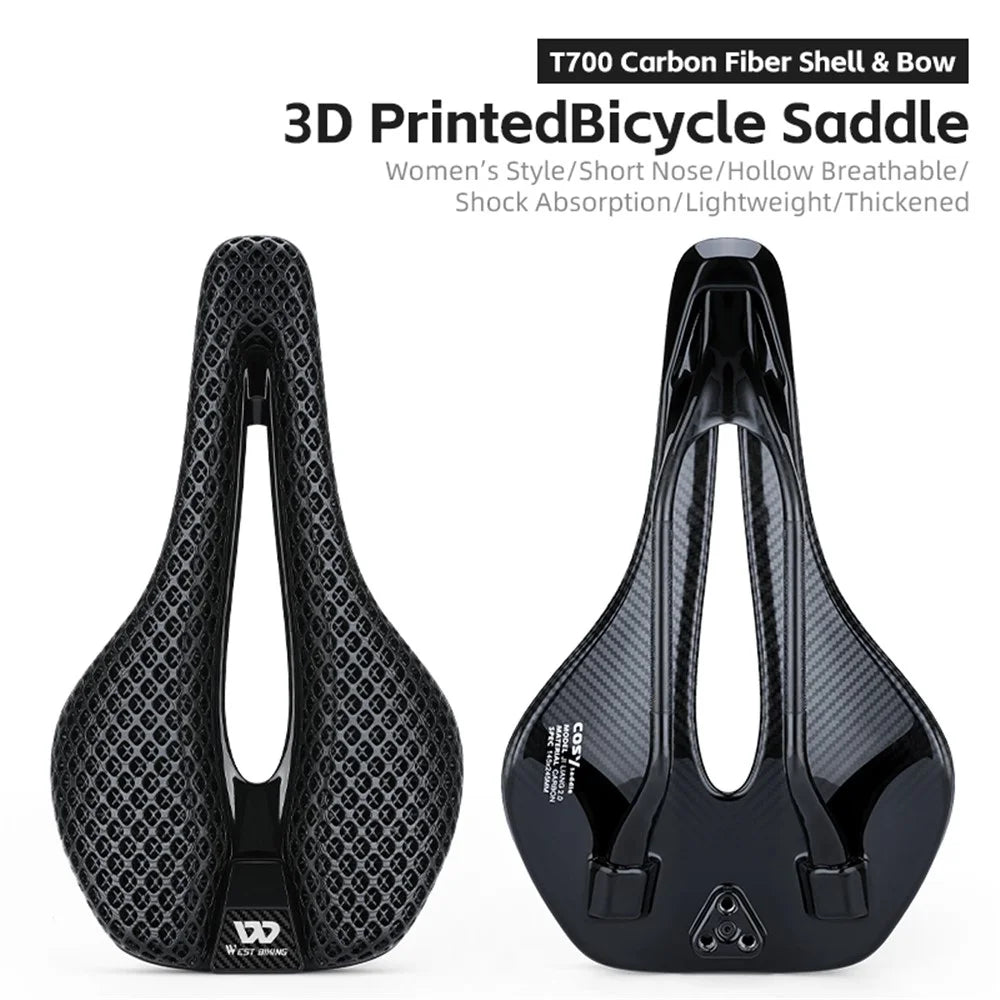 WEST BIKING YP0801226 3D Printing Women Cycling Bike Saddle Carbon Fiber Breathable Bicycle Seat - 3