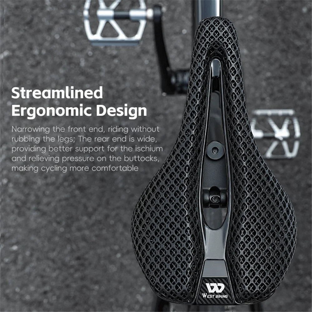 WEST BIKING YP0801226 3D Printing Women Cycling Bike Saddle Carbon Fiber Breathable Bicycle Seat - 5