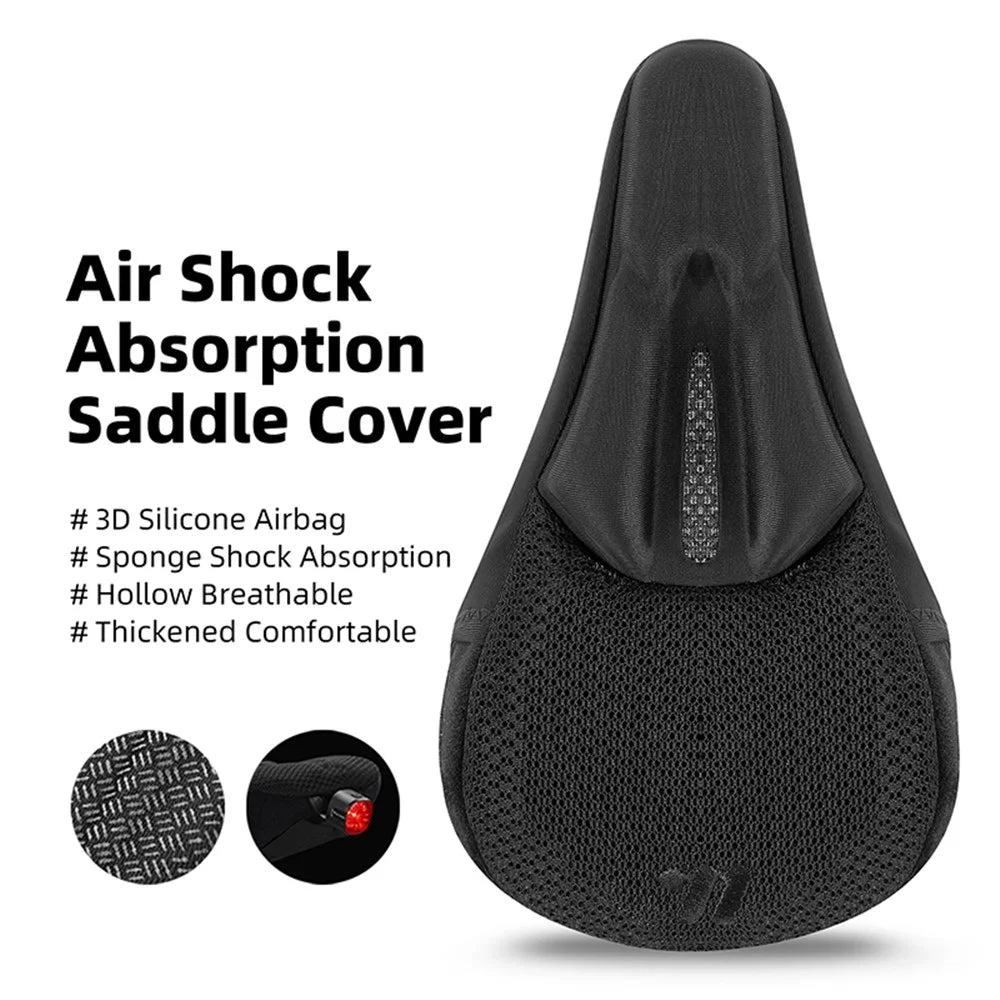 WEST BIKING YP0801225 3D Air Cushion Silicone Bicycle Saddle Cover Shock-Absorption Bicycle Seat Cover - Black - 2