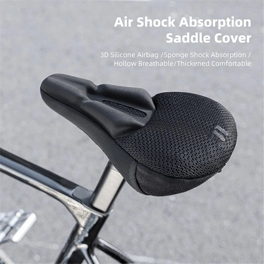 WEST BIKING YP0801225 3D Air Cushion Silicone Bicycle Saddle Cover Shock-Absorption Bicycle Seat Cover - Black - 4