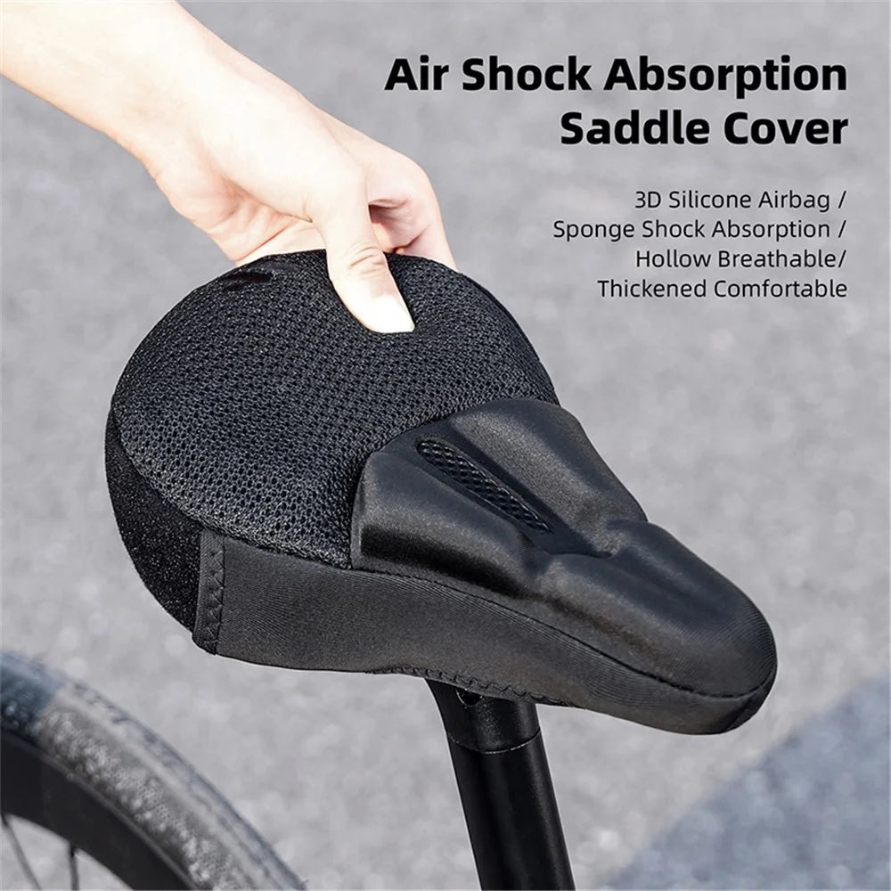 WEST BIKING YP0801225 3D Air Cushion Silicone Bicycle Saddle Cover Shock-Absorption Bicycle Seat Cover - Black - 5