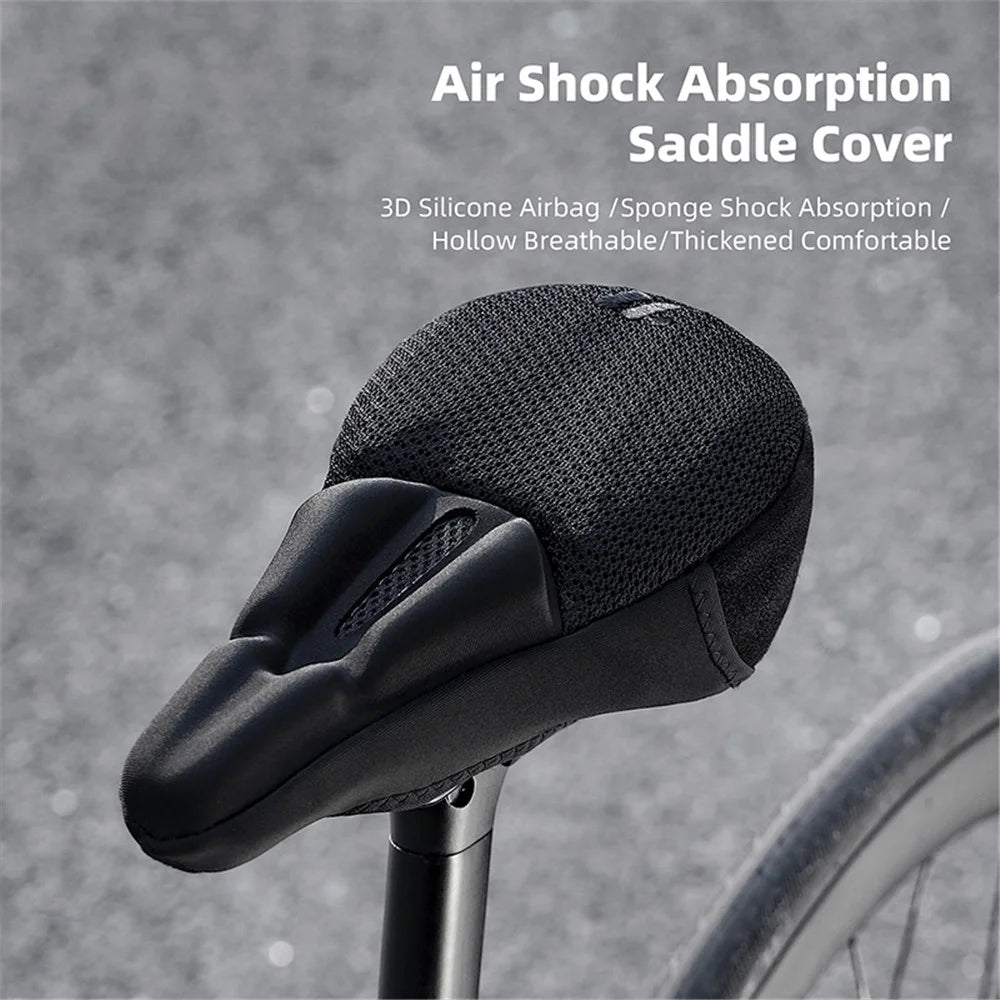 WEST BIKING YP0801225 3D Air Cushion Silicone Bicycle Saddle Cover Shock-Absorption Bicycle Seat Cover - Black - 6