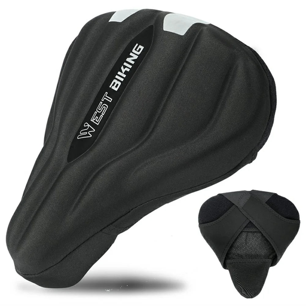 WEST BIKING YP0801232 Bike Saddle Cover Widen Thicken Shock Absorption Bicycle Seat Cushion, 25.5x26.5cm - Black Reflection - 1