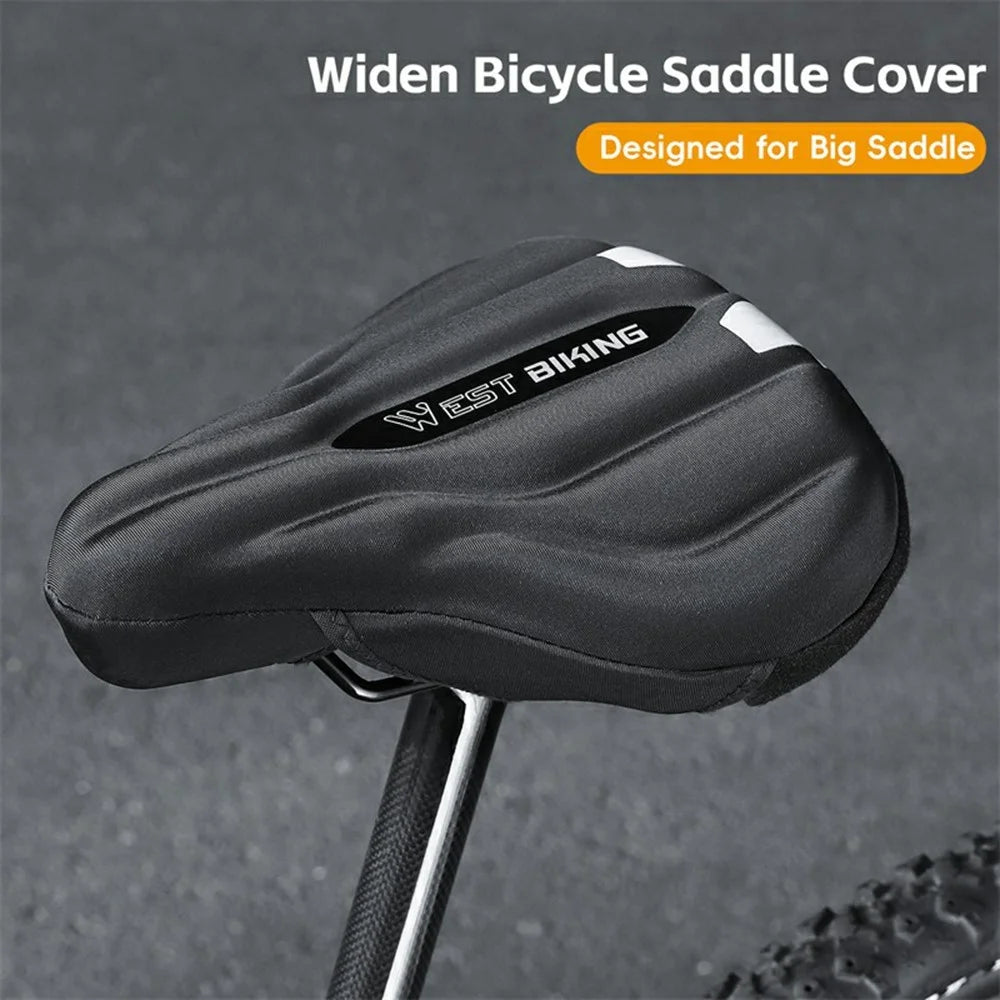 WEST BIKING YP0801232 Bike Saddle Cover Widen Thicken Shock Absorption Bicycle Seat Cushion, 25.5x26.5cm - Black Reflection - 2