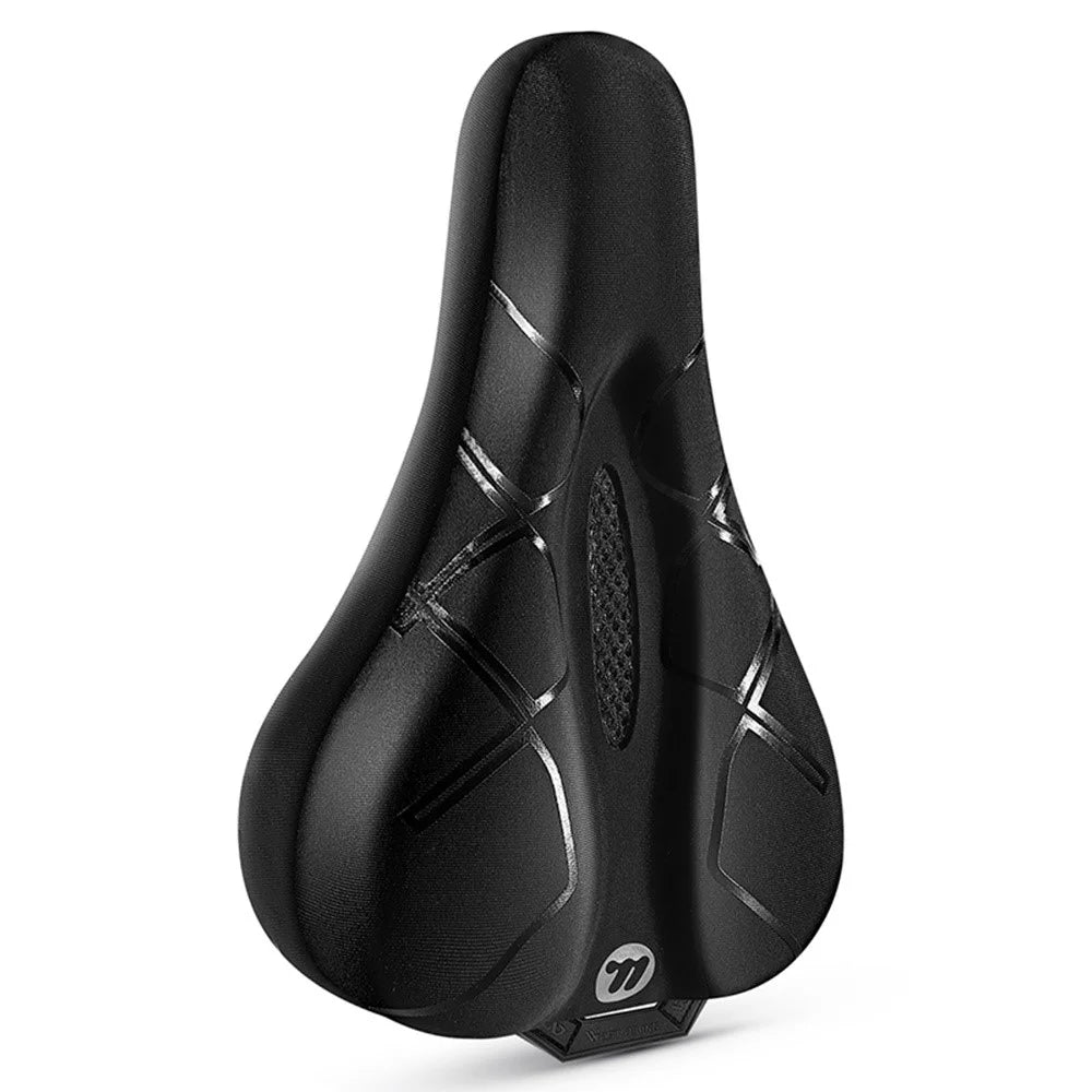WEST BIKING Bicycle Seat Cover Silicone Memory Sponge Saddle Cushion Pad with Adjust Knob - Stripe Black - 1