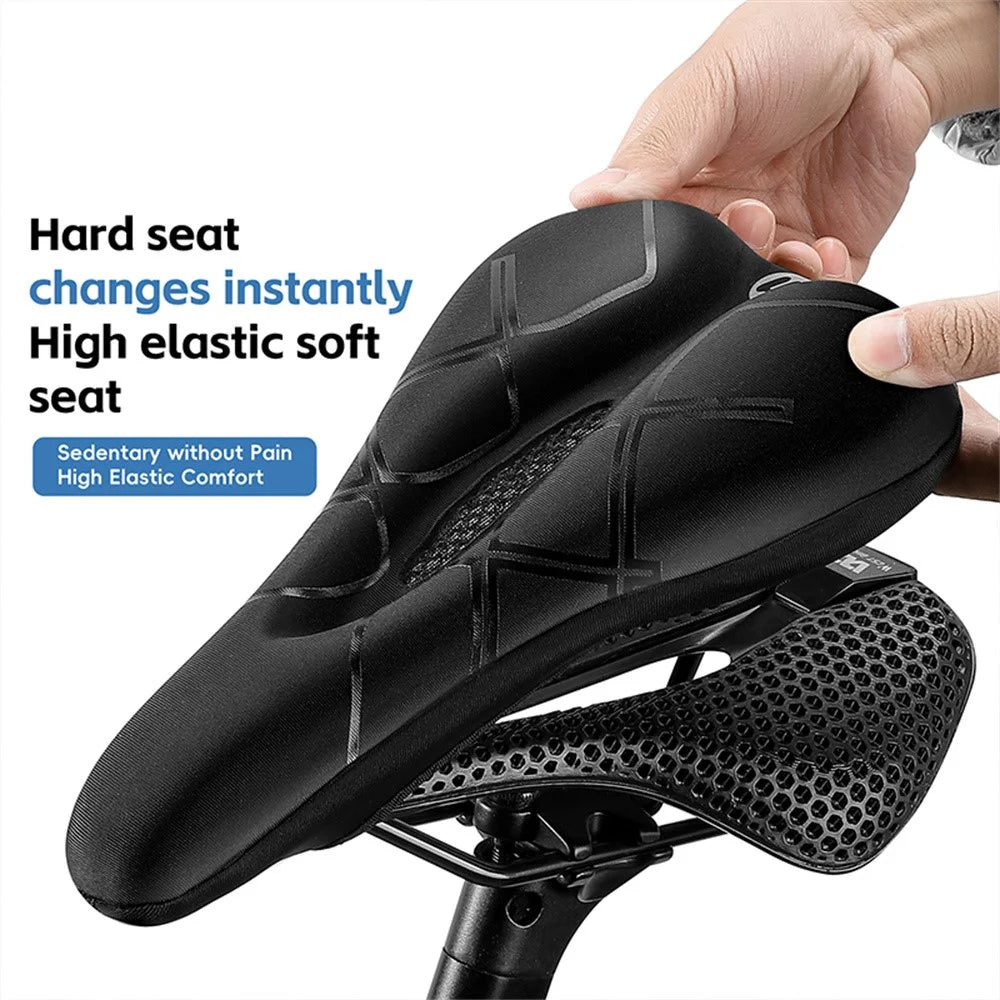 WEST BIKING Bicycle Seat Cover Silicone Memory Sponge Saddle Cushion Pad with Adjust Knob - Stripe Black - 3