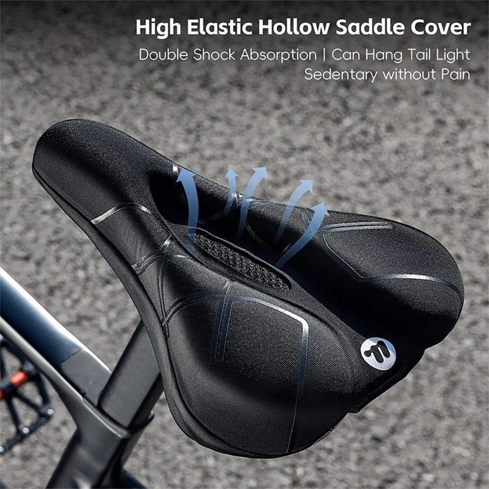 WEST BIKING Bicycle Seat Cover Silicone Memory Sponge Saddle Cushion Pad with Adjust Knob - Stripe Black - 4