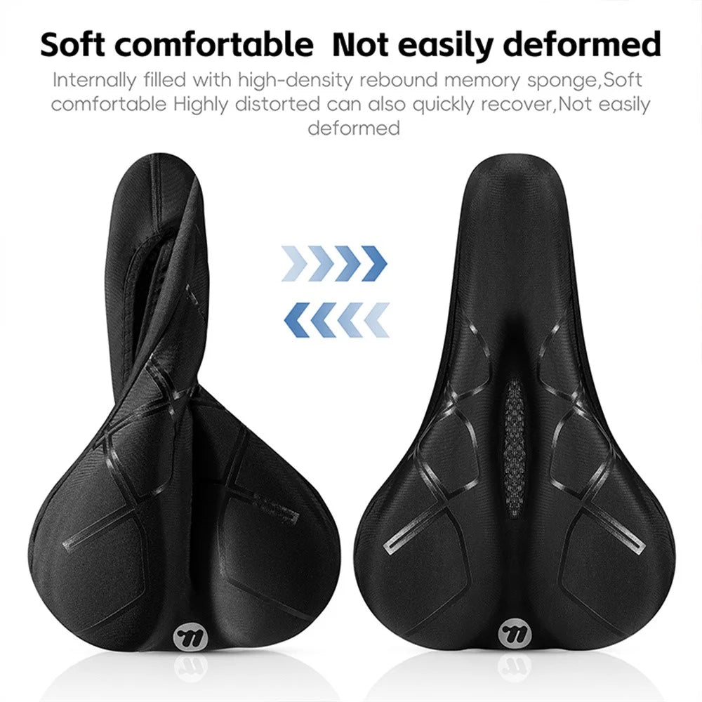 WEST BIKING Bicycle Seat Cover Silicone Memory Sponge Saddle Cushion Pad with Adjust Knob - Stripe Black - 6