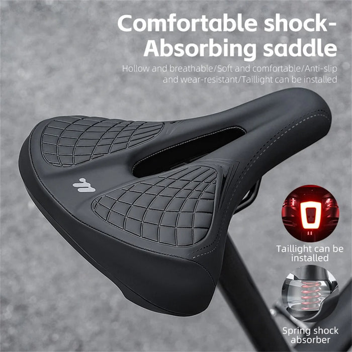 WEST BIKING Bicycle Saddle Wide Comfort Seat Shock Absorbing Spring Cushion with Taillight Mount - 3