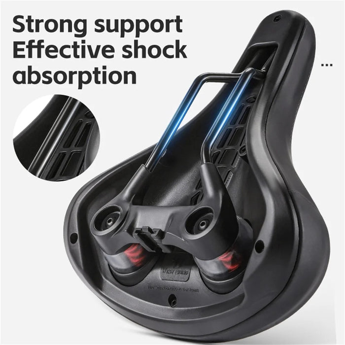 WEST BIKING Bicycle Saddle Wide Comfort Seat Shock Absorbing Spring Cushion with Taillight Mount - 6