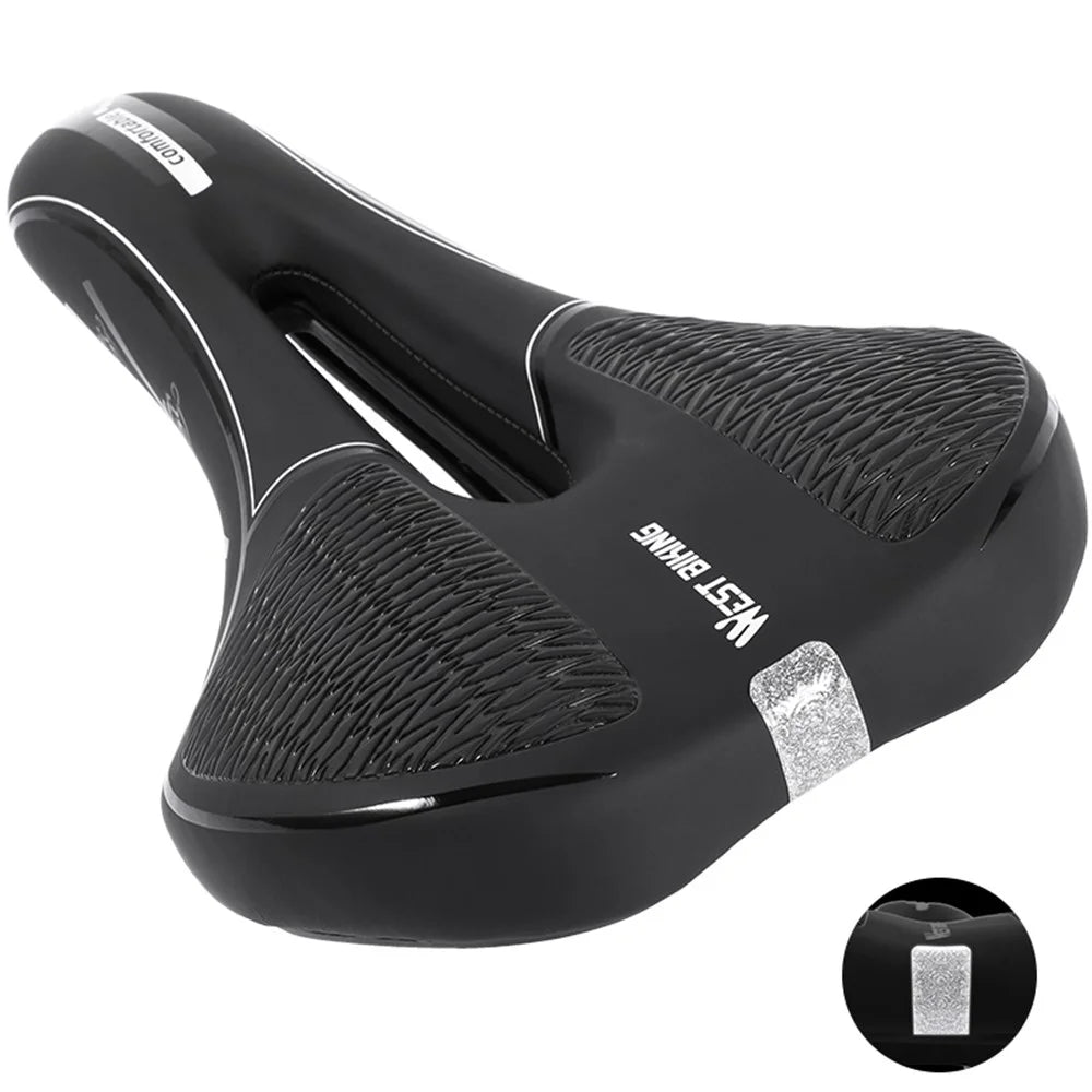 WEST BIKING Bicycle Saddle Reflective Soft PU Leather MTB Shockproof Seat Cushion - Sports Style - 1