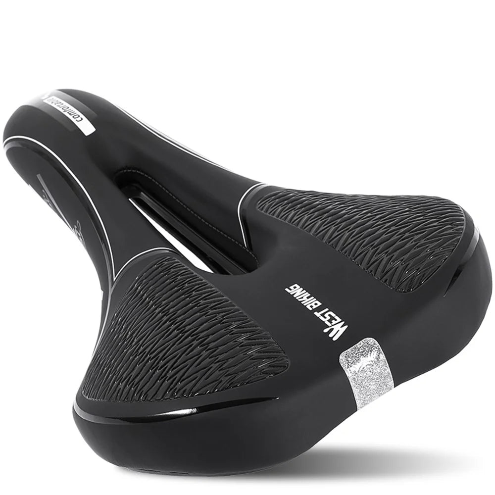 WEST BIKING Bicycle Saddle Reflective Soft PU Leather MTB Shockproof Seat Cushion - Sports Style - 2