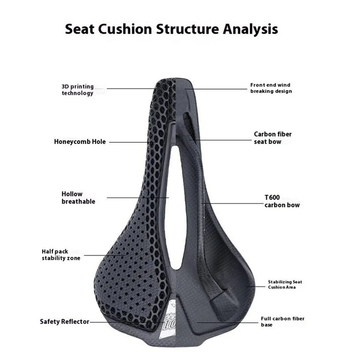 ENLEE E22144 3D Printed Carbon Fiber Saddle for Road Mountain Bike Shock Absorbing Cycling Seat Cushion - 4