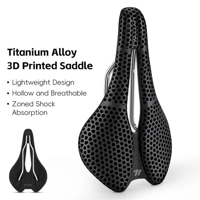 WEST BIKING YP0801249 3D Printed Bicycle Saddle Titanium Alloy Nylon Fiber Seat Cushion for MTB Bikes, 245 x 145mm - 3