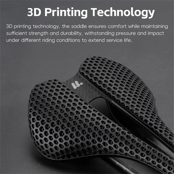 WEST BIKING YP0801249 3D Printed Bicycle Saddle Titanium Alloy Nylon Fiber Seat Cushion for MTB Bikes, 245 x 145mm - 4