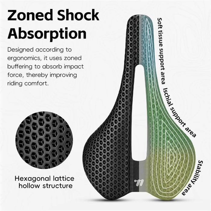 WEST BIKING YP0801249 3D Printed Bicycle Saddle Titanium Alloy Nylon Fiber Seat Cushion for MTB Bikes, 245 x 145mm - 5
