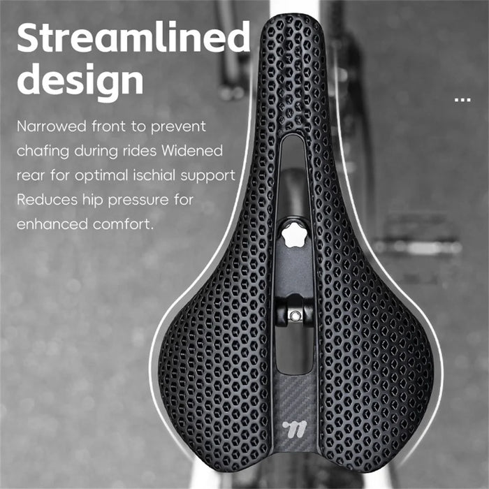 WEST BIKING YP0801249 3D Printed Bicycle Saddle Titanium Alloy Nylon Fiber Seat Cushion for MTB Bikes, 245 x 145mm - 6
