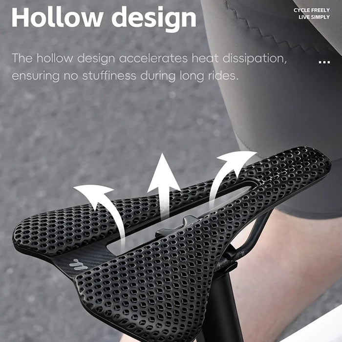 WEST BIKING YP0801249 3D Printed Bicycle Saddle Titanium Alloy Nylon Fiber Seat Cushion for MTB Bikes, 245 x 145mm - 7
