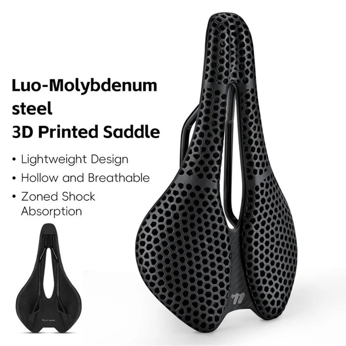WEST BIKING YP0801248 3D Printed Bicycle Saddle Chromoly Steel Nylon Fiber Seat Cushion for MTB Bikes, 245 x 145mm - 2