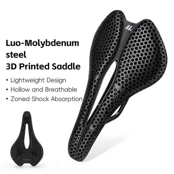 WEST BIKING YP0801248 3D Printed Bicycle Saddle Chromoly Steel Nylon Fiber Seat Cushion for MTB Bikes, 245 x 145mm - 3