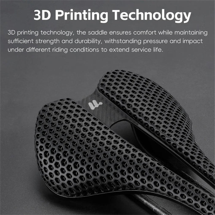 WEST BIKING YP0801248 3D Printed Bicycle Saddle Chromoly Steel Nylon Fiber Seat Cushion for MTB Bikes, 245 x 145mm - 7