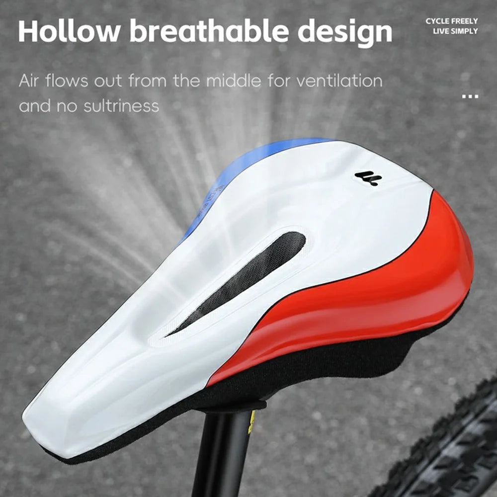 WEST BIKING YP0801256 Bicycle Cycling Seat Cover Road Bike Memory Foam Soft Saddle Cover - Red / Blue / White - 5