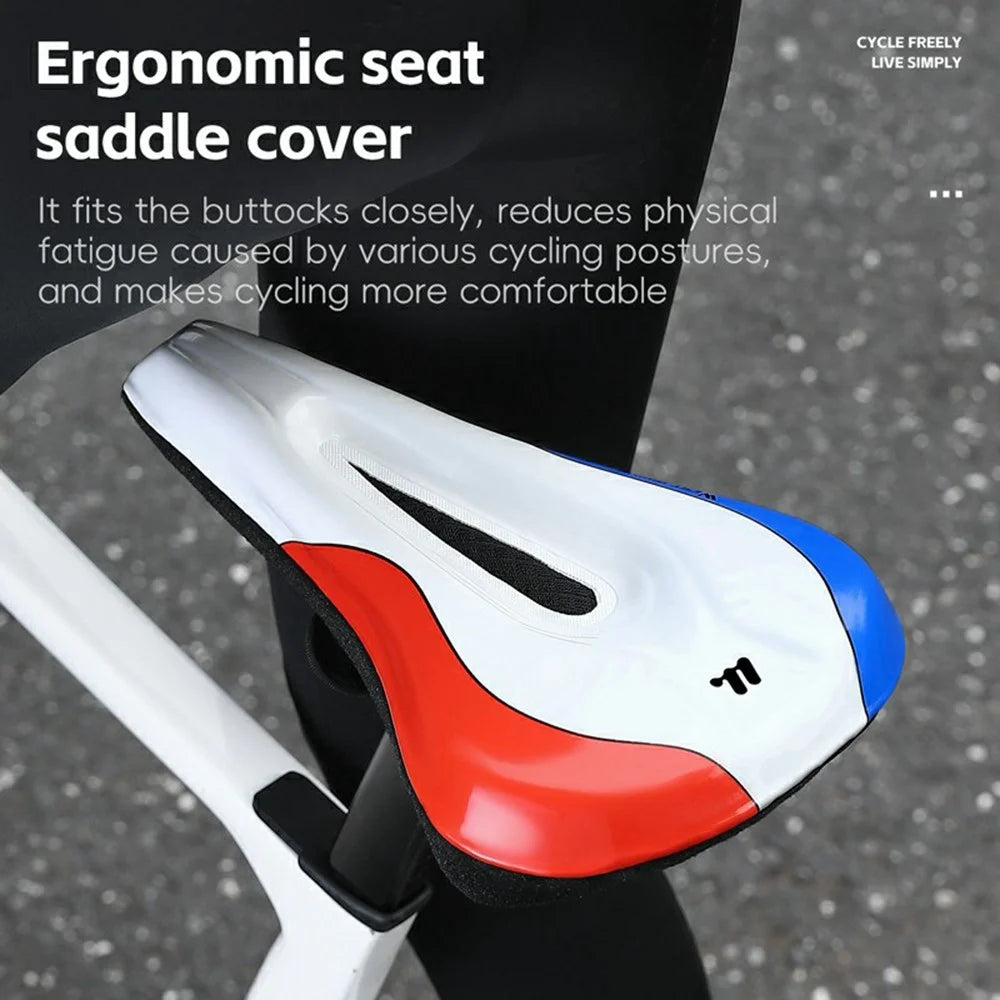 WEST BIKING YP0801256 Bicycle Cycling Seat Cover Road Bike Memory Foam Soft Saddle Cover - Red / Blue / White - 7