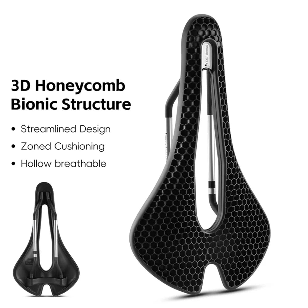 WEST BIKING YP0801258-B Road MTB Bike Honeycomb Saddle Shock Absorbing Breathable Cycling Seat Cushion - Black - 3