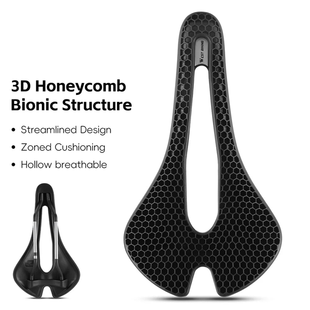 WEST BIKING YP0801258-B Road MTB Bike Honeycomb Saddle Shock Absorbing Breathable Cycling Seat Cushion - Black - 4