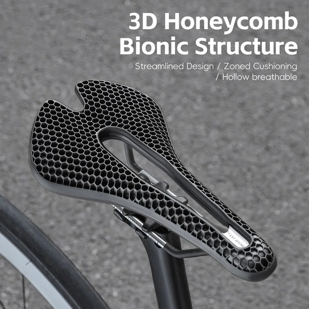 WEST BIKING YP0801258-B Road MTB Bike Honeycomb Saddle Shock Absorbing Breathable Cycling Seat Cushion - Black - 5