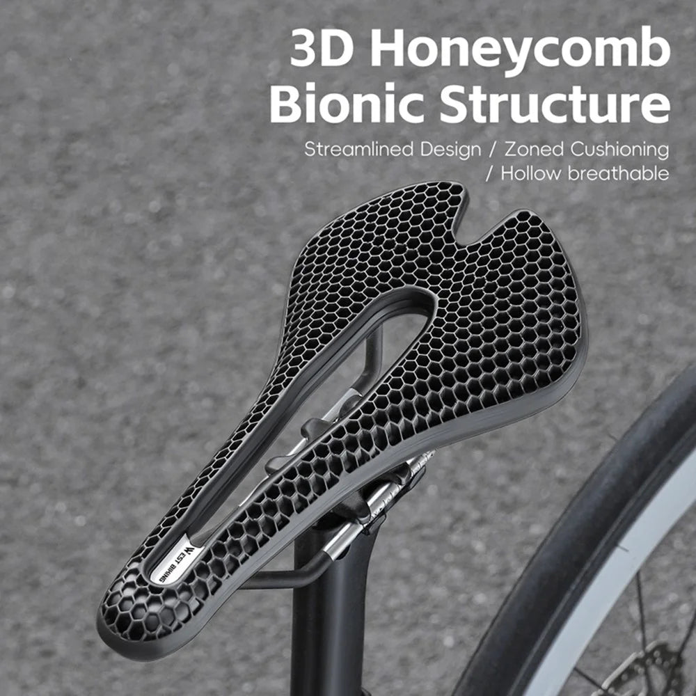 WEST BIKING YP0801258-B Road MTB Bike Honeycomb Saddle Shock Absorbing Breathable Cycling Seat Cushion - Black - 7