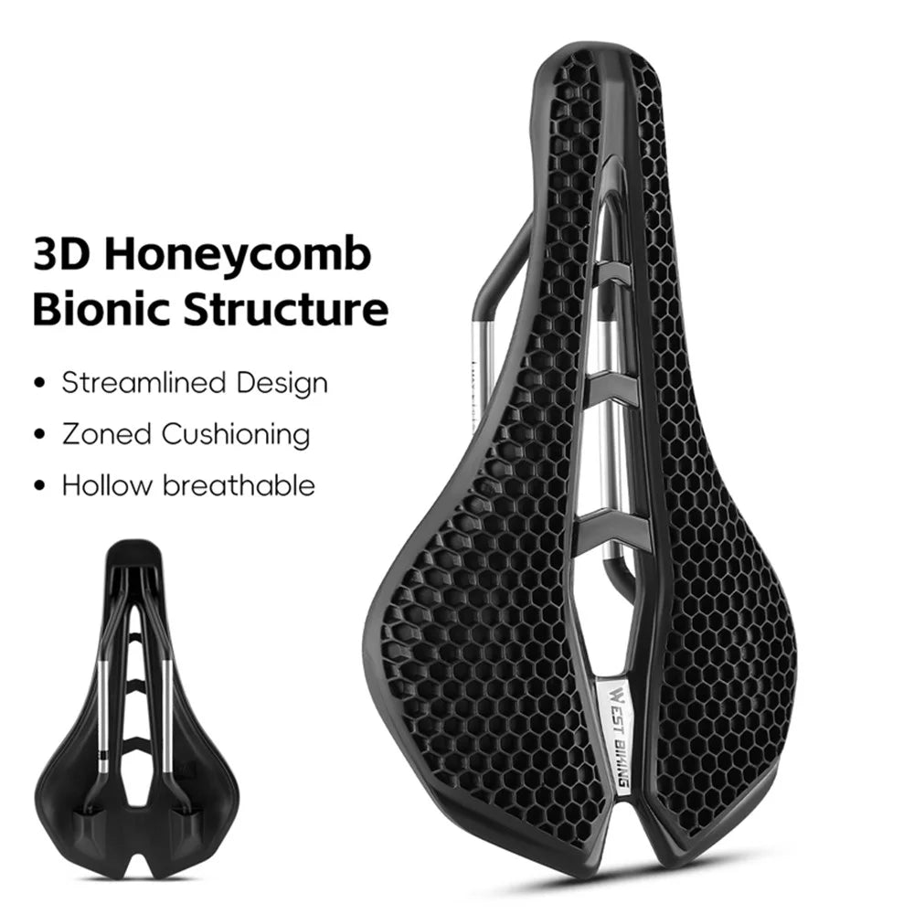 WEST BIKING YP0801258-A Bicycle Honeycomb Shock Absorbing Saddle Hollow Breathable Cycling Seat Cushion - Black - 3