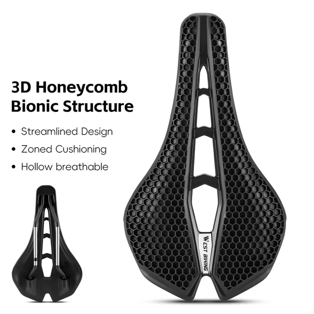 WEST BIKING YP0801258-A Bicycle Honeycomb Shock Absorbing Saddle Hollow Breathable Cycling Seat Cushion - Black - 4