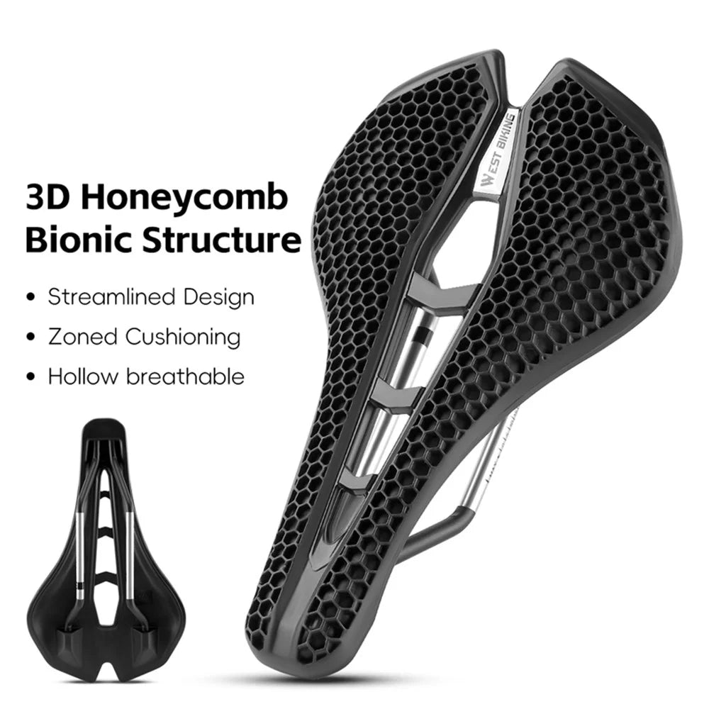 WEST BIKING YP0801258-A Bicycle Honeycomb Shock Absorbing Saddle Hollow Breathable Cycling Seat Cushion - Black - 5