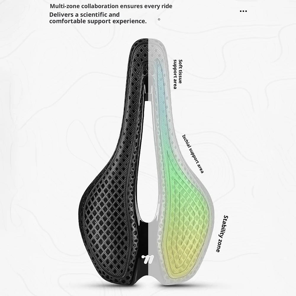 WEST BIKING YP0801262 3D Printed Carbon Fiber Saddle Shockproof Cycling Seat Cushion for Mountain Bike - 6