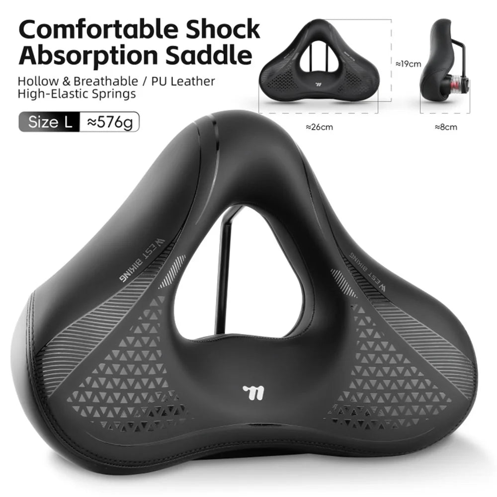 WEST BIKING YP0801261 Shock Absorption Bike Seat Anti Slip Wear Resistant Cycling Saddle Pad for Mountain Road Bike - Black /  M - 2