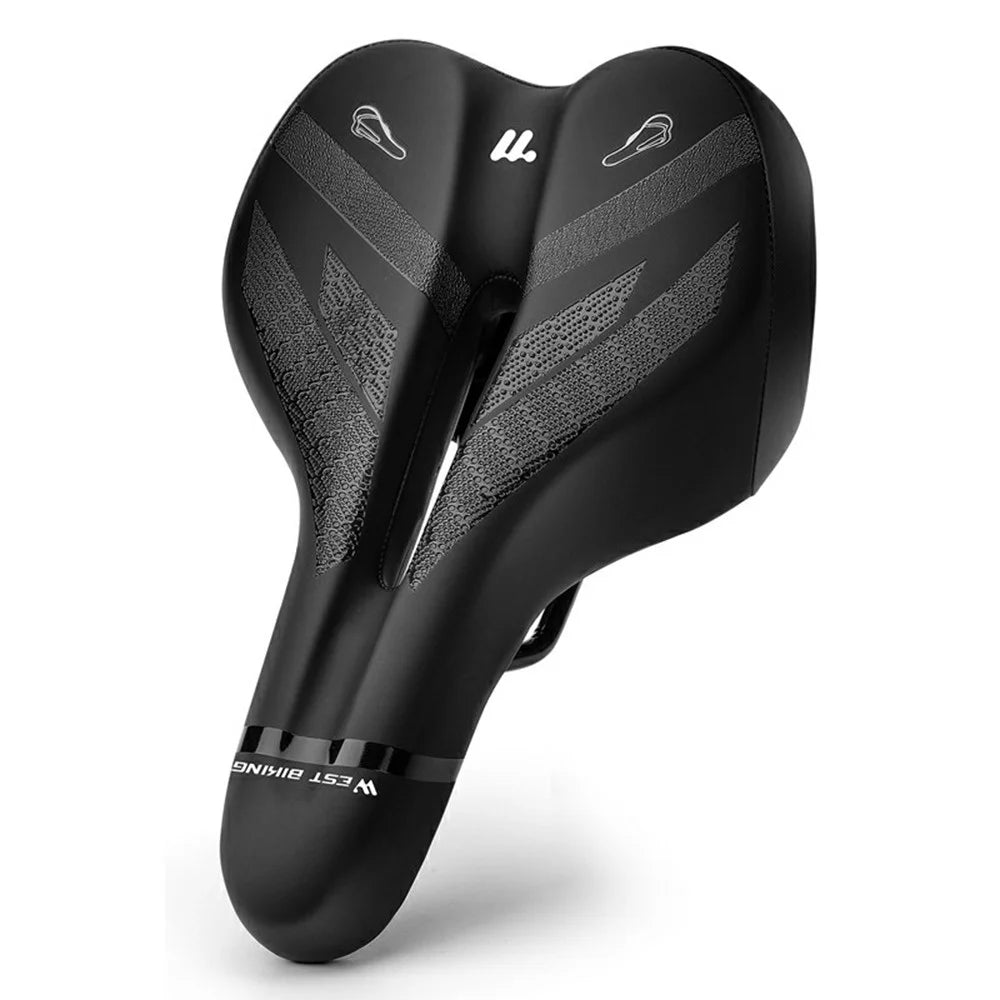 WEST BIKING YP0801263 Bicycle Seat Saddle with Warning Tail Light Hollow-Out Shock Absorption Bike Seat Cushion - Black - 1