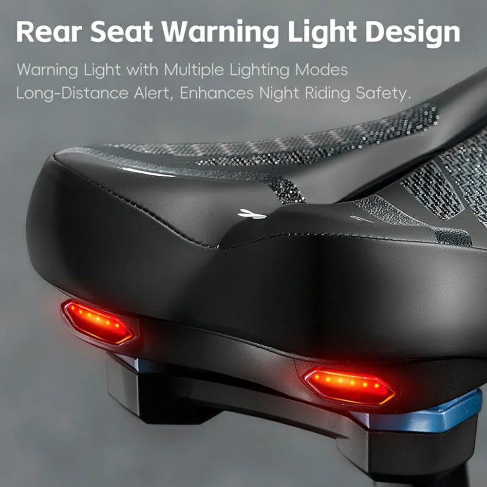 WEST BIKING YP0801263 Bicycle Seat Saddle with Warning Tail Light Hollow-Out Shock Absorption Bike Seat Cushion - Black - 4